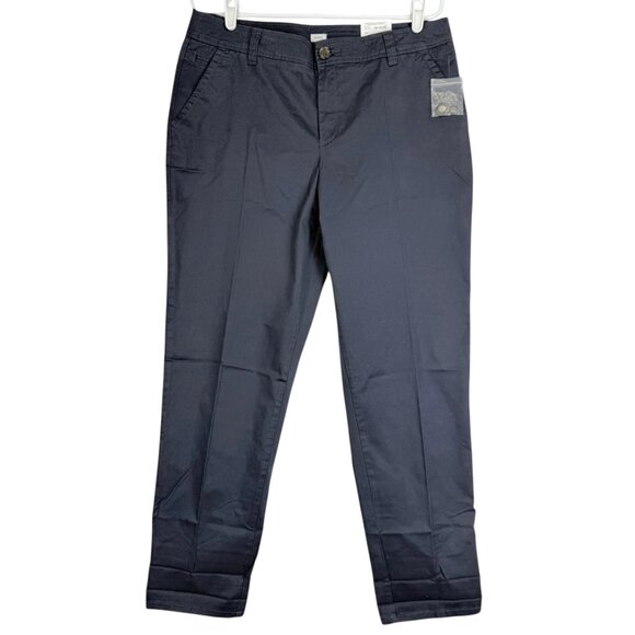 Liz Claiborne Women's Stretch Classic Navy Chino Pants 12 Tall NWT - Picture 1 of 11